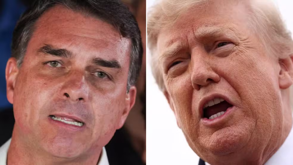 Trump evita apoiar declaração de Flávio Bolsonaro de que é o verdadeiro presidente do Brasil: 'Não vou me envolver'